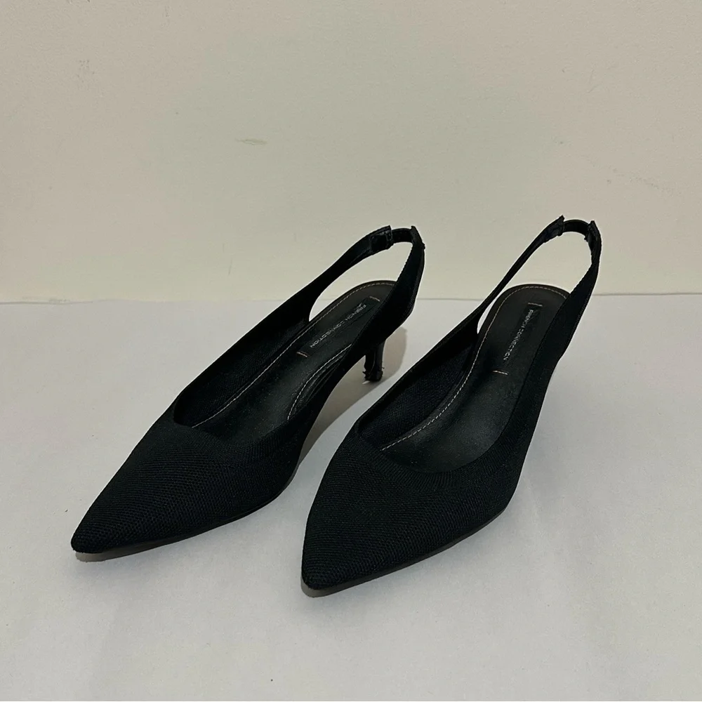 French Connection Size 10 Black Viva Slingback Heels Office Career